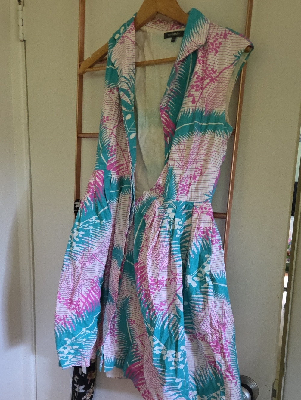 Emily And Fin Tropical Shirtdress In Teal And Pink